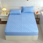 RRJ Winter Warm Fitted Sheet, Waterproof Mattress Protector Cover, Breathable Quilted Cotton Bed Sheet, Non-Slip Pocket Design for Bedroom Home Decor