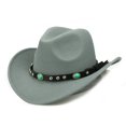 thumbnail image 1 of Jazz Cap Wide Brim Cowboy Style Rivet Roll Up Solid Color Fedora Hat Dress Up Accessory Hat, 1 of 7