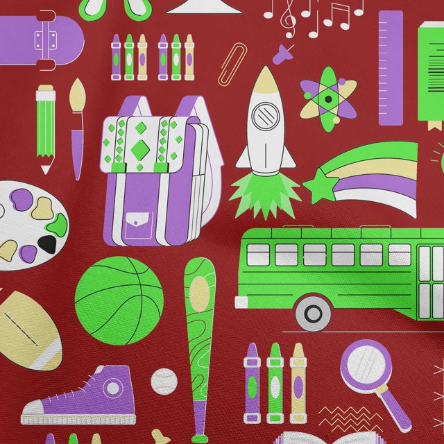 oneOone Polyester Spandex Maroon Fabric Kids Sewing Material Print Fabric By The Yard 56 Inch Wide