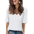 thumbnail image 2 of Timegard Womens Tops V-Neck 1/2 Sleeve Solid Color Basic Tee Shirts Comfy Blouse Casual Tunic Tops, 2 of 6