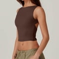 thumbnail image 3 of Timegard Camisoles Courtes pour Femmes Col Ras du Cou Sans Manches Ajustées Chemises Couleur Unie Hauts de Sortie, 3 of 6