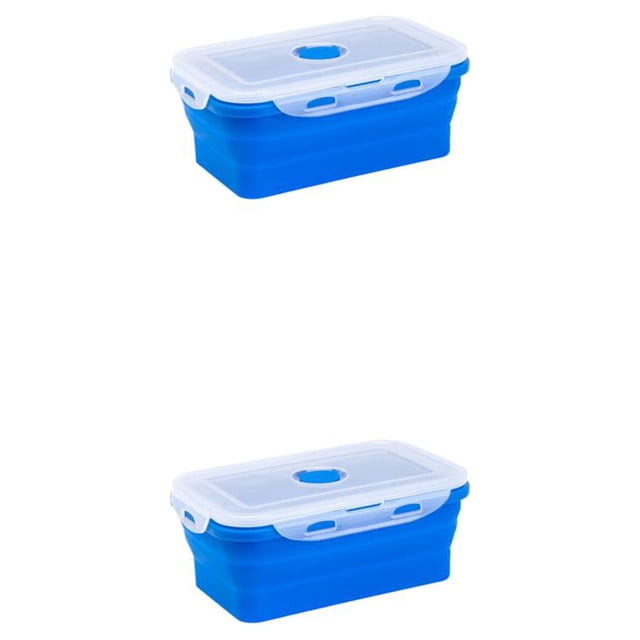 Thinsony Silica Gel Lightweight And Compact For On--Go Sealed Preservation Box Microwave Lunch Box Silicone Lunch Box deep blue 350ml 2Set
