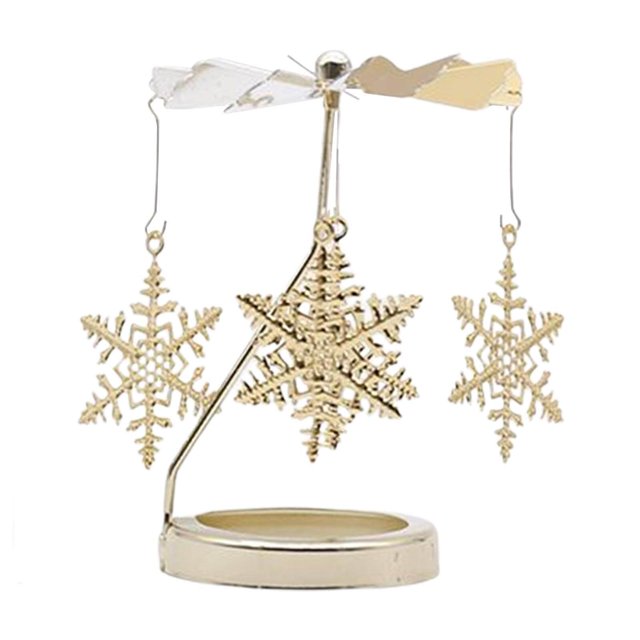fastboy Rotating Candlestick Metal Rotating Tea Light Candle Holder for Fireplace Snowflake