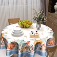 thumbnail image 3 of Blue Pumpkin Fall/Autumn Tablecloth Fall Leaf Round Tablecloth 60 Inch Thanksgiving Harvest Table Cloth for Farmhouse Kitchen Decor Polyester Fabric Autumn Table Cover for Party Outdoor Camping, 3 of 6