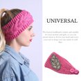 thumbnail image 2 of Crochet Headbands Winter Leaves Pattern with Rhinestones Elastic Head Protector Wide Warm Chunky Hair Accessories for Girls Dark Pink, 2 of 6