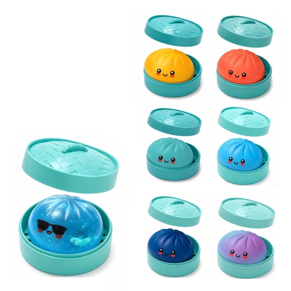 Dumpling Squishy Jouets, Jouets Mystère Dumpling Squishy avec Panier Vapeur, Balle Anti-Stress en Forme de Dumpling, Petit Pain Squishy Mystère Arc-en-Ciel, Jouet Anti-Anxiété Fidget, Pâte de Décompression Douce à Presser (Couleur Aléatoire)