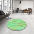 thumbnail image 4 of Ahgly Company Tapis de Zone Rond Vert Transitionnel pour Intérieur Lavable à la Machine, 3 Pieds Rond, 4 of 7