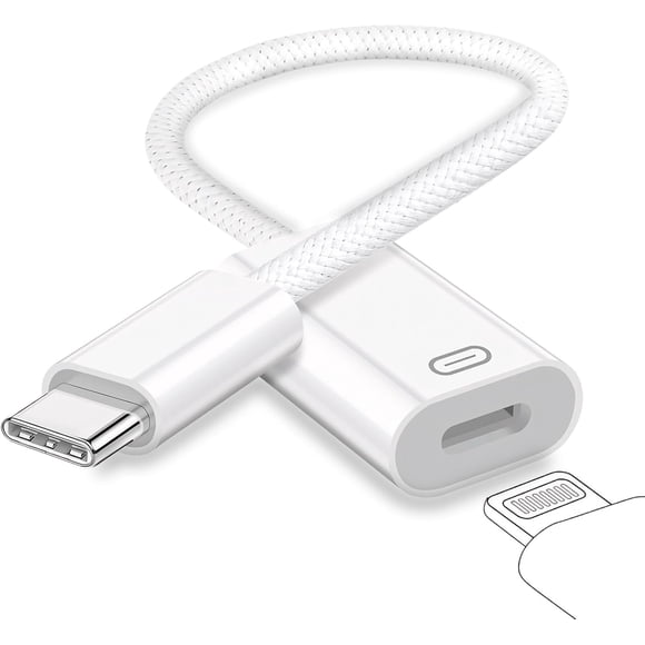USB C to Lightning Headphone Audio Adapter, Type C Lightning Earphone Male to Female Converter with Charge/Data Transfer, Compatible with iPhone 17/16/15 Plus/Pro/Max, iPad Pro/Air 4/5/6, MacBook