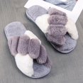thumbnail image 2 of Coofit Cross Band Slippers Plush: Non-skid Fluffy Slippers Open Toe Slippers for Women, 2 of 10