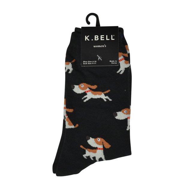 K. Bell Chaussettes Crew en Mélange de Coton pour Femmes, 9-11, Noir