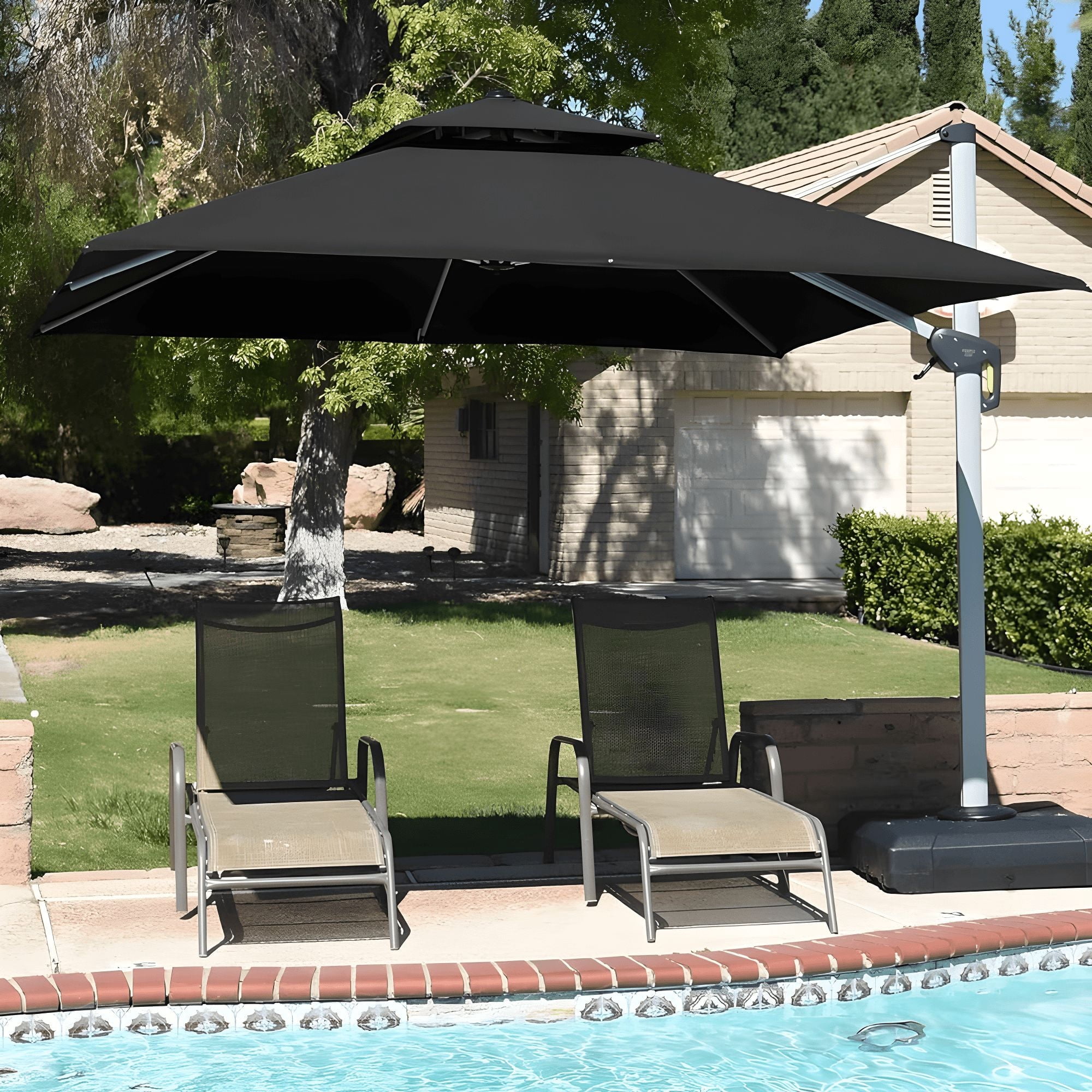 PURPLE LEAF Parasol Carré de 10 Pi pour Terrasse Extérieure, Parasol Déporté, Noir