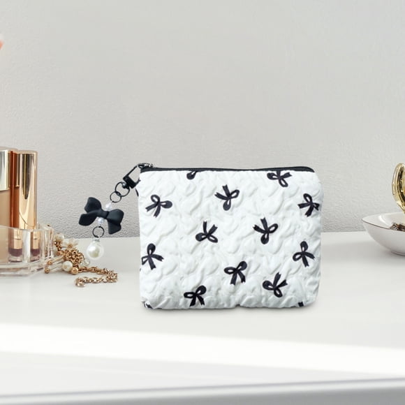 pstuiky Sac Organisateur de Bureau avec Nœud Décoratif Pochette de Rangement Cosmétique Maquillage Articles de Toilette Petits Accessoires Étui de Voyage Portable Bagage Sac à Main Sac à Dos Organisateur Compact pour Coiffeuse
