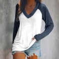thumbnail image 2 of FAIWAD Women’s Color Block Tunic Top Long Sleeve Patchwork V Neck Plus Size Pullover Top, 2 of 4