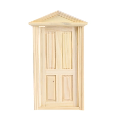 KAKOWELY 1/12 mini house Miniature Exterior Inward Open 6panel Wood Door with Steepletop,6.89"X3.54"X0.79"