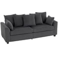 thumbnail image 1 of HOMCOM Corduroy Couch with 8 Removable Pillows, 3 Seater Sofa, Dark Grey, 1 of 10