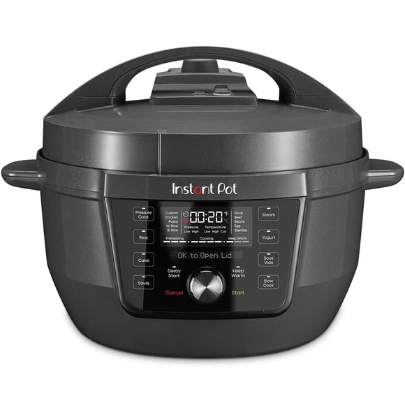 Instant Pot RIO Wide Plus, 7,5 Pintes Surface de Cuisson 35 % Plus Grande, Libération de Vapeur Silencieuse, Autocuiseur Électrique 9-en-1, Mijoteuse à Pression, Cuiseur à Riz, Cuiseur Vapeur, Sauté, Gâteau et Réchaud, TG