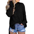 thumbnail image 1 of Womens Fuzzy Knitted Sweater Sherpa Fleece Side Slit Full Sleeve Jumper Outwears, 1 of 3