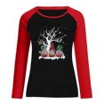 thumbnail image 5 of RKSTN Chandail pour Femmes de Noël à Col Rond, Chandail Imprimé du Père Noël, Manches Longues, Blouse Régulière à Empiècements, 5 of 5