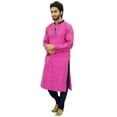 thumbnail image 4 of Atasi Designer Men's Party Wear Pink Kurta Pyjama Set Long Dupion Shirt-Small, 4 of 7