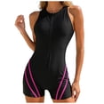 thumbnail image 1 of Yammkia Women's Racerback Athletic One Piece Swimsuit Modest Knee Lenth Full Coverage Bathing Suit Womens Athletic Swimsuit(Red,L), 1 of 9