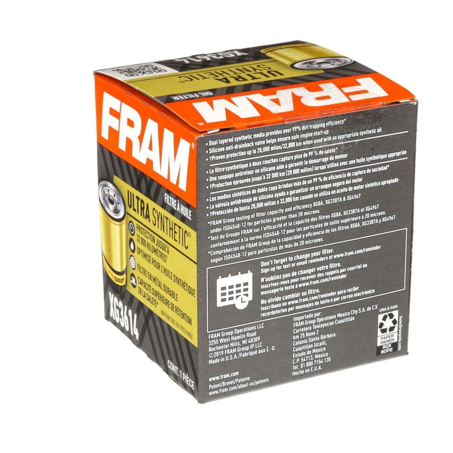 Filtre à huile ultra synthétique FRAM, XG3614