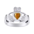thumbnail image 1 of RYLOS Rings Sterling Silver Claddah Love, Loyalty & Friendship Heart 6MM Gem Irish Wedding Band Claddagh Rings November Tiger Eye Jewelry Size 6, 1 of 6
