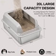 thumbnail image 4 of Naipo XL Stainless Steel Cat Litter Box with High Wall Side, 23.5"×15.5"×12", XL Litter Box for Small/Big/Multi Cats, with Scoop and Footboard, Gray, 4 of 9