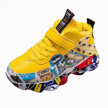 Kogui Barefoot Toddler Shoes Unisex Kids and Toddlers Low Top Hook & Loop Court Sneakers Size 12.5 (Yellow,Little Kids 12.5)