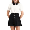thumbnail image 1 of INSPIRE CHIC Hauts à Manches Courtes Bouffantes à Col Peter Pan pour Femmes Blanc P, 1 of 6