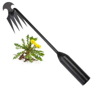 Weed Removal Tool, New Garden Weeding Tools Manganese Steel Hand Weeder Tool with Handle, 4 Teethes Dual Purpose Manual Weeders Tool Weed Pulling Tool for Garden