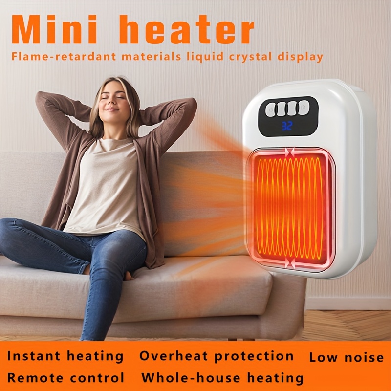 Wall-Mounted Home Heating Unit, Compact Portable Heater, LED Temperature Display, Quick Heating, Three Adjustable Temperature Settings, Overheat Safety Feature, Portable Fan Heater.