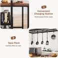thumbnail image 3 of GloryStar 42" Kitchen Island with Power Outlets - Mobile Bakers Rack with 3 Shelves, Microwave Stand & 5 Hooks, 400lb Capacity (Brown), 3 of 8