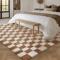 thumbnail image 3 of BERTHMEER 5'x8' Shag Area Rugs for Living Room Bedroom Fluffy Plush Washable Checkered Geometric Flush Modern Soft Rugs Fuzzy Carpets, Brown White, 3 of 8