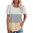 thumbnail image 1 of Plebaso Hauts pour Femmes Chemises à Œillets Manches Courtes T-Shirts Amples Col Rond Décontracté Blouses Tendance, 1 of 6