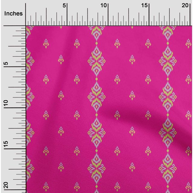 oneOone Polyester Lycra Fabric Stripe & Swirl Ikat Printed Fabric 1 Yard 56 Inch Wide