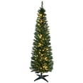 thumbnail image 1 of HOMCOM 6 FT Pre-Lit Noble Fir Slim Artificial Christmas Tree with 390 Tips and 200 Warm White LED Lights, 1 of 9
