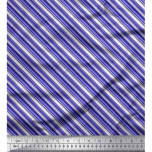 Soimoi Modal Satin Fabric Diagonal Stripe Print Sewing Fabric Yard 42 Inch Wide