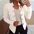 thumbnail image 3 of BiZtdJrK Vestes Blazer pour Femmes Grande Taille à Boutons, Ouverture devant, Unies, Décontractées, Revers Cranté, Travail Bureau, Complets d'Automne, Manches Longues, Vestes Blazer, Blanc, TTTTG, Cadeaux pour Papa, 3 of 6