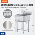 thumbnail image 2 of VEVOR Stainless Steel Prep & Utility Sink, 1 Compartment Free Standing Small Sink Include Faucet & legs, 27"x41" Commercial Single Bowl Sinks, 2 of 9