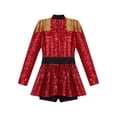 thumbnail image 4 of Loodgao Combinaison de Cirque Scintillante pour Filles, Manches Longues, à Sequins et à Franges, Rouge 6, 4 of 7