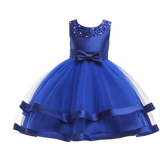 Robes Fille Robes Enfants Formelles Filles Robe Bleue Filles Robe de Concours Tout-Petit Tenue pour la Journée des Enfants Filles Mode