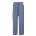 thumbnail image 3 of Jsaierl Side Split Palazzo Pants for Women Elastic Waisted Drawstring Lounge Linen Pants Solis Color Flowy Beach Vacation Trousers, 3 of 7