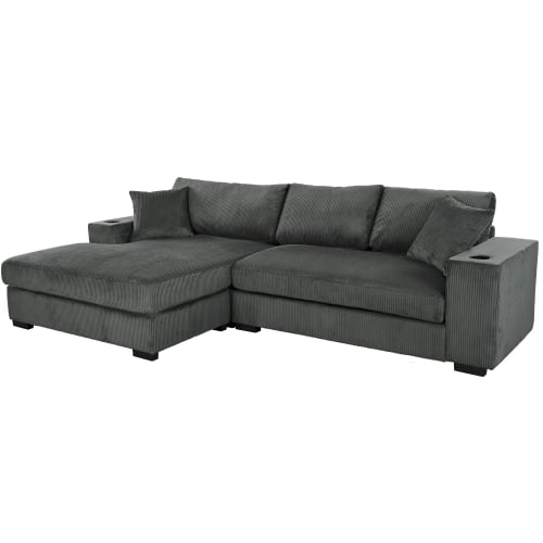 taoruifang gray Large Sectional Sofa with Thick Cushions, and Built-in Cup Holders & Charging Ports