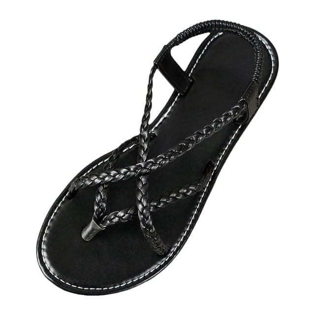 Kcodviy Sandales Compensées à Brides pour Femmes pour Vacances à la Plage Chaussures de Plage Sandales Plates Sandales à Paillettes pour Femmes Chaussures
