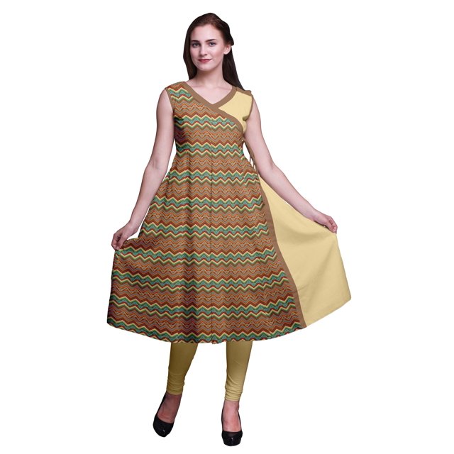 Bimba Women Kurtas Ethnic Printed Angrakha Style Summer Wear Tops For Women