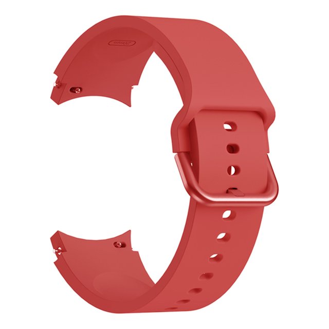 Cameland Watch For Samsung Galaxy Watch 4 44mm Soft Sport Strap Replacement in a vibrant red colour. Made of flexible, sweat-resistant material with an aluminum buckle for secure fit and easy adjustment. A versatile smartwatch accessory compatible with 20mm width bands, suitable for men and women.