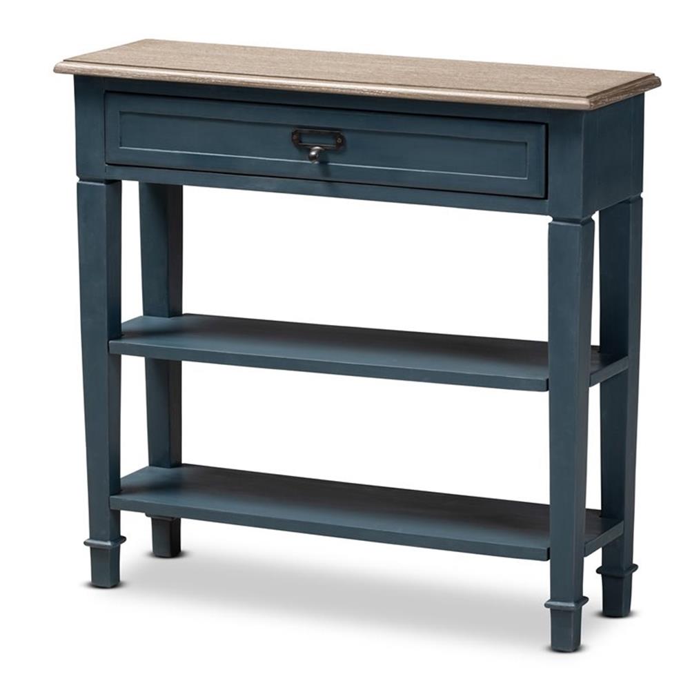Baxton Studio Dauphine Table Console Contemporaine en Bois à 1 Tiroir, Bleu