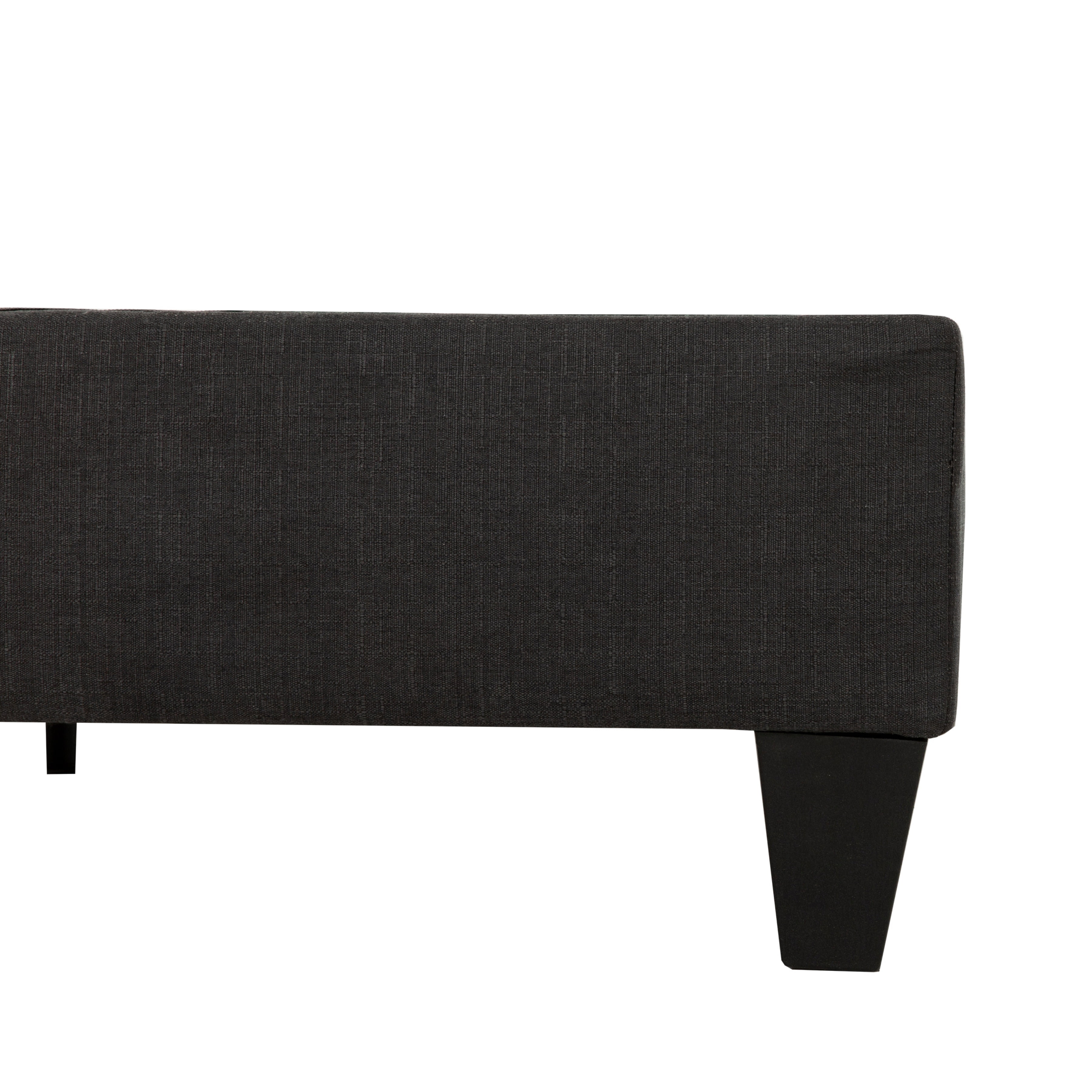 PRIMO Carter Upholstered Platform Bed Frame – Twin Size, Dark Grey Linen Look Fabric, No Box Spring Required, Durable Wood Slats – Bedroom Foundation