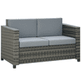 thumbnail image 1 of Outsunny Causeuse de Patio 2 Places Fauteuil de Luxe en Osier, Gris, 1 of 10