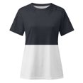 thumbnail image 1 of TopLLC Women's Short Sleeve Plus Size Tops Crewneck T Shirt Loose Fit Lace Stitching Shirts Solid Hollow Out Ruffle Tunic Tops, 1 of 5